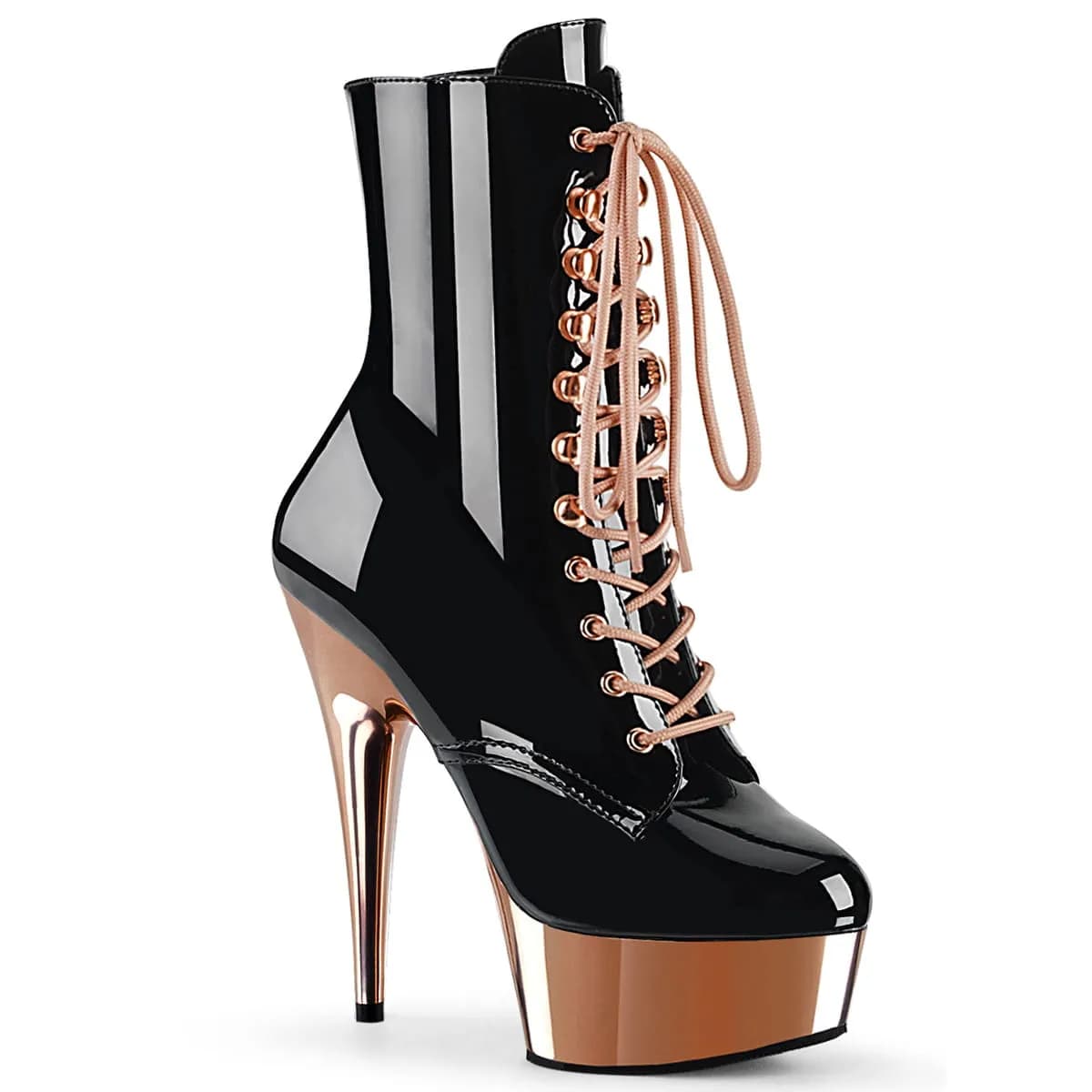 Pleaser DELIGHT-1020 Damen Stiefelette Schwarz Roségold EU 36