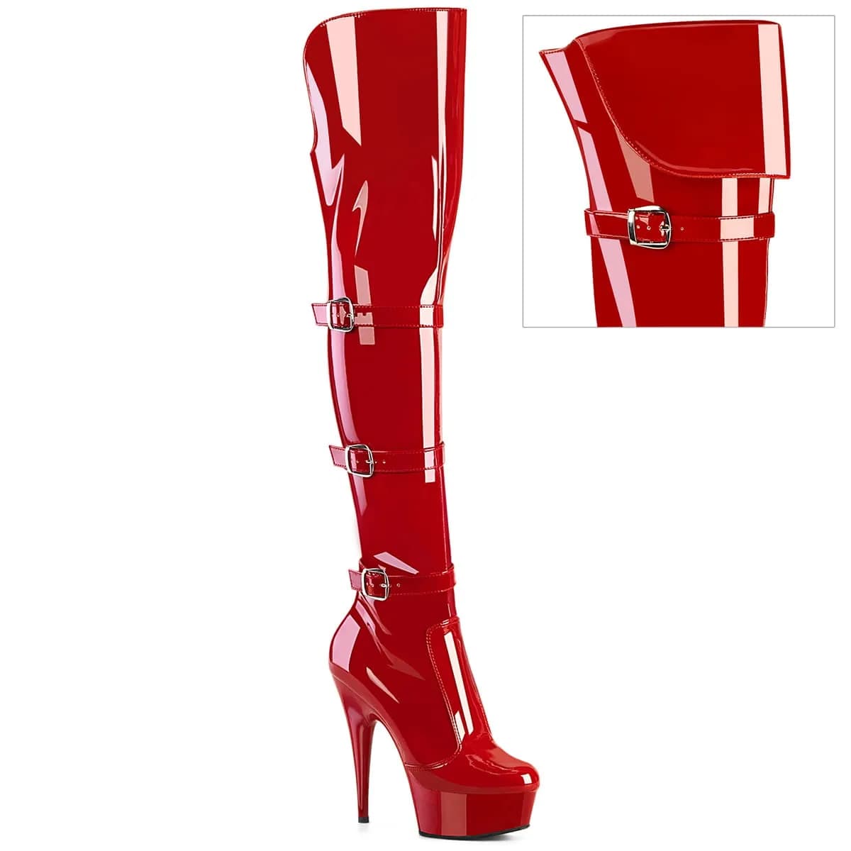 Pleaser DELIGHT-3018 Damen Stiefel Rot Glanz EU 37