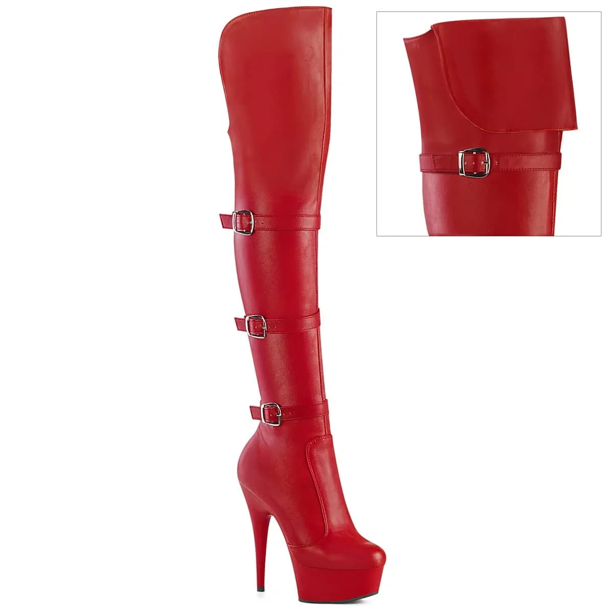 Pleaser DELIGHT-3018 Damen Stiefel Rot Matt EU 37