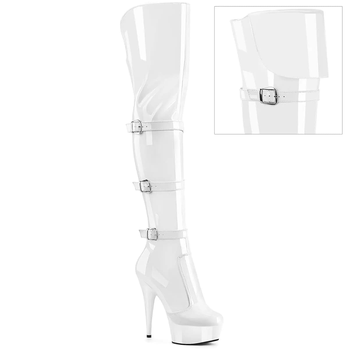 Pleaser DELIGHT-3018 Damen Stiefel Weiß Glanz EU 40