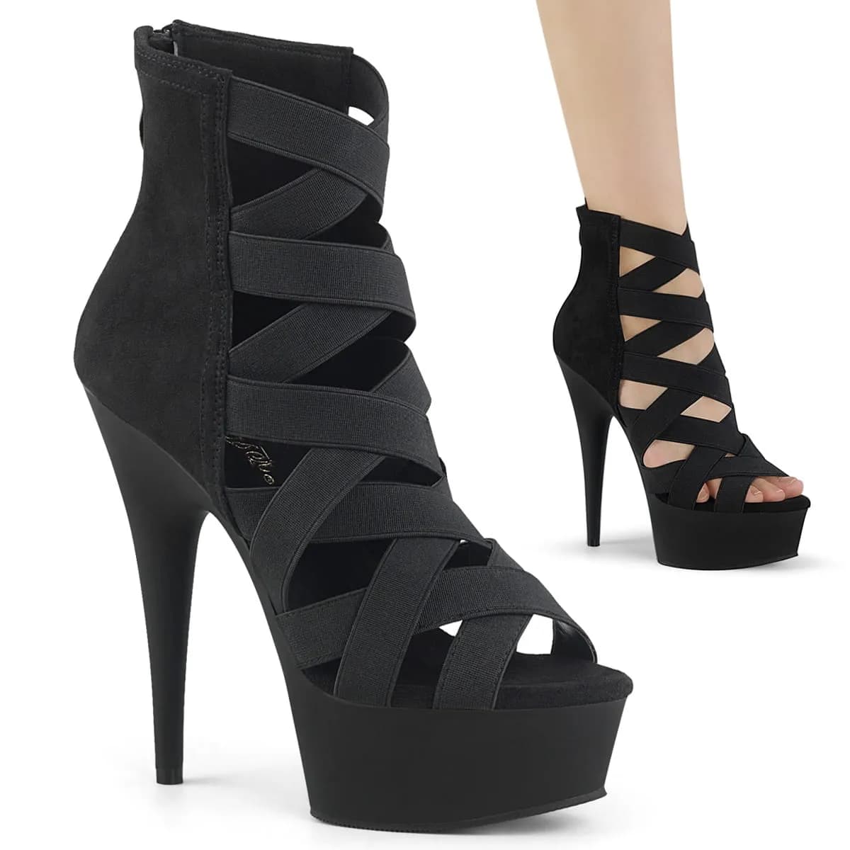 Pleaser DELIGHT-600-24 Damen Sandale Schwarz  EU 39