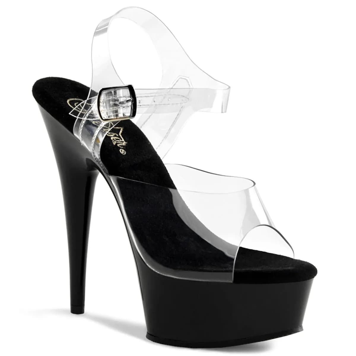Pleaser DELIGHT-608 Damen Sandale Transparent Schwarz  EU 39