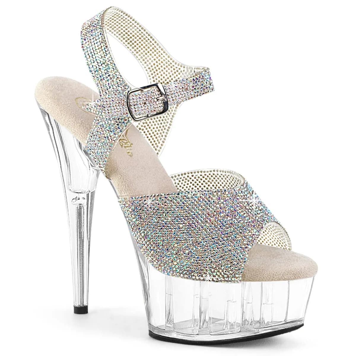 Pleaser DELIGHT-608N-RS Damen Sandale Silber  EU 40