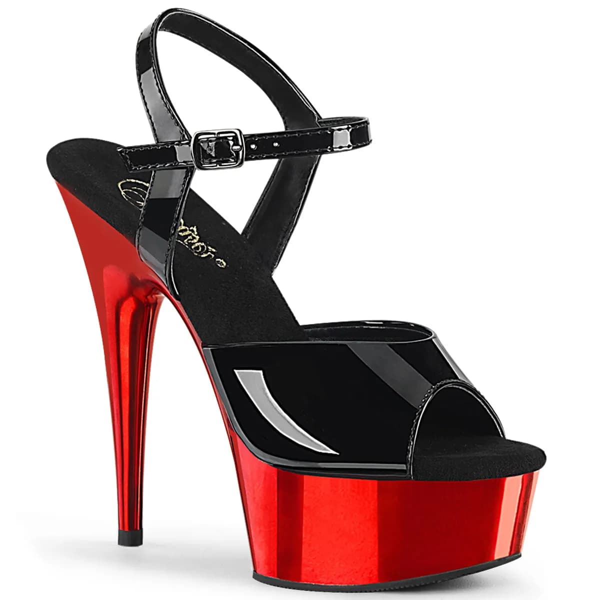 Pleaser DELIGHT-609 Damen Sandale Schwarz Rot EU 40