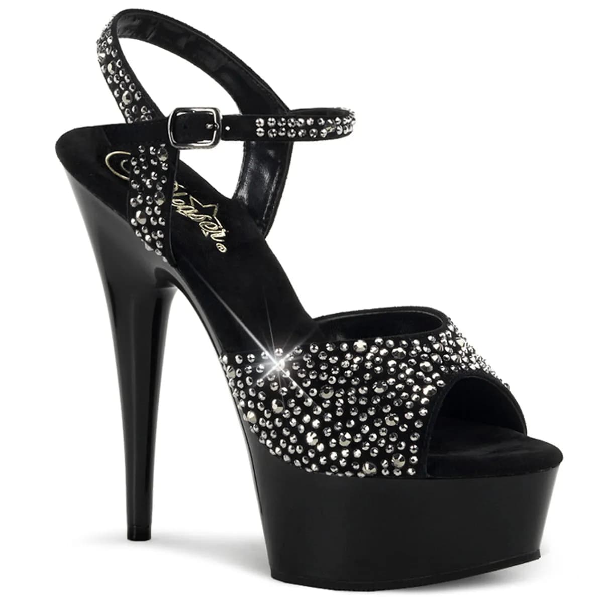 Pleaser DELIGHT-609RS Damen Sandale Schwarz Silber EU 35