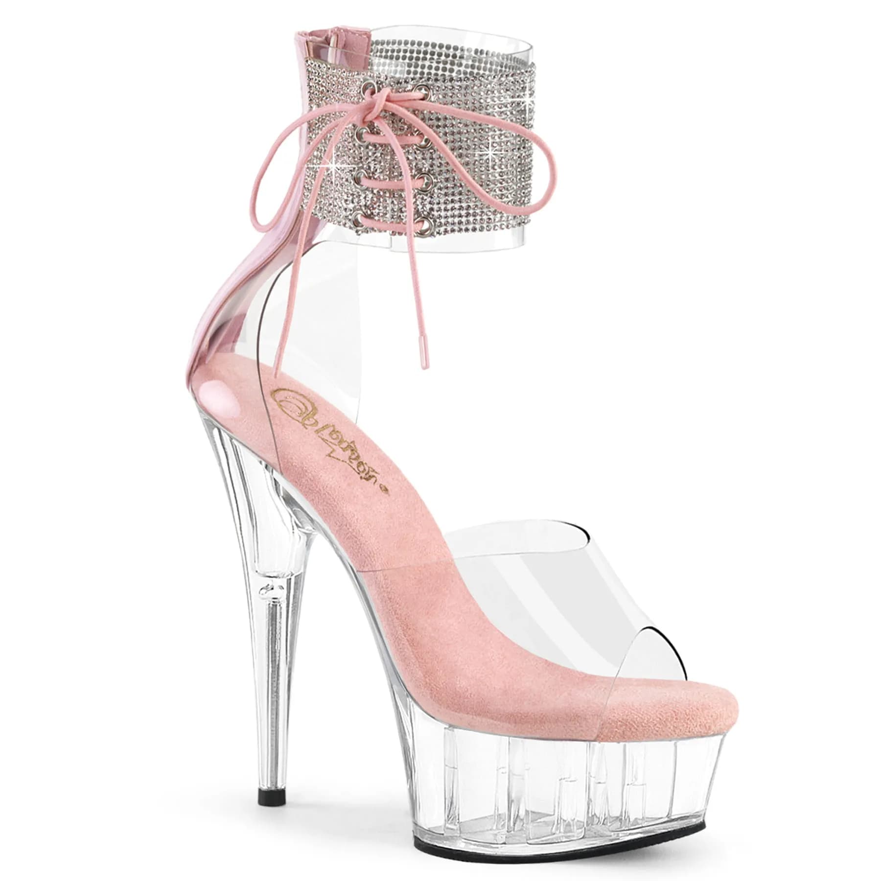 Pleaser DELIGHT-624RS Damen Sandale Transparent Rosa EU 37