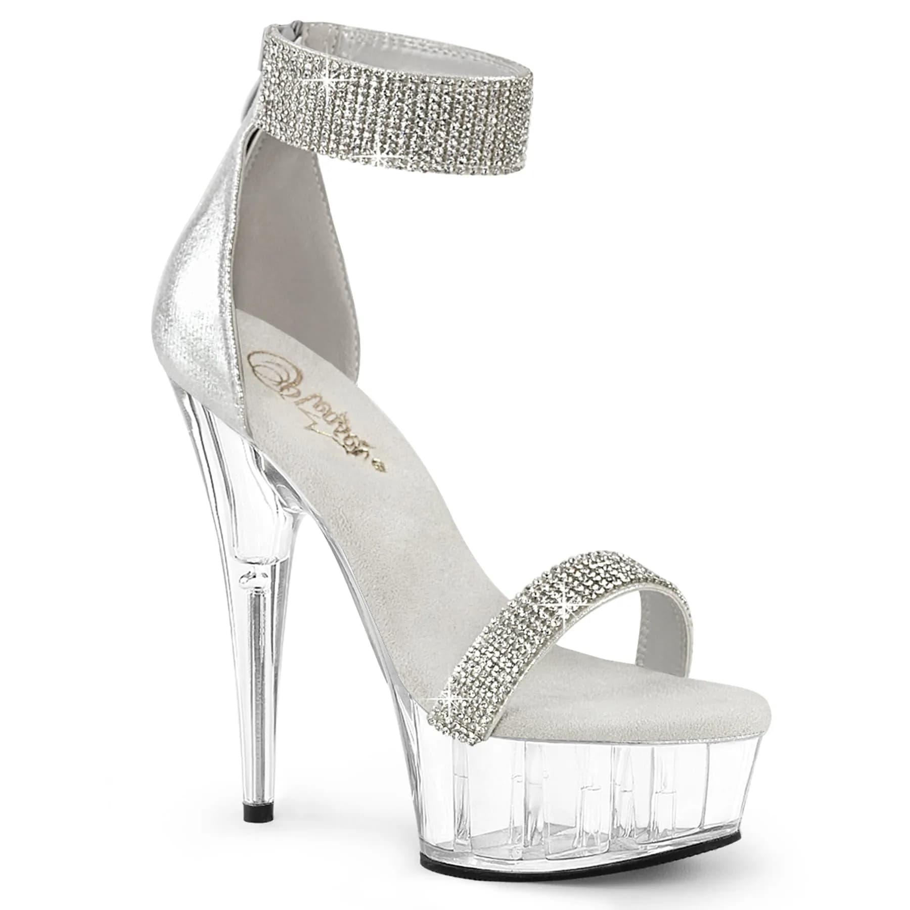 Pleaser DELIGHT-641 Damen Sandale Silber  EU 39