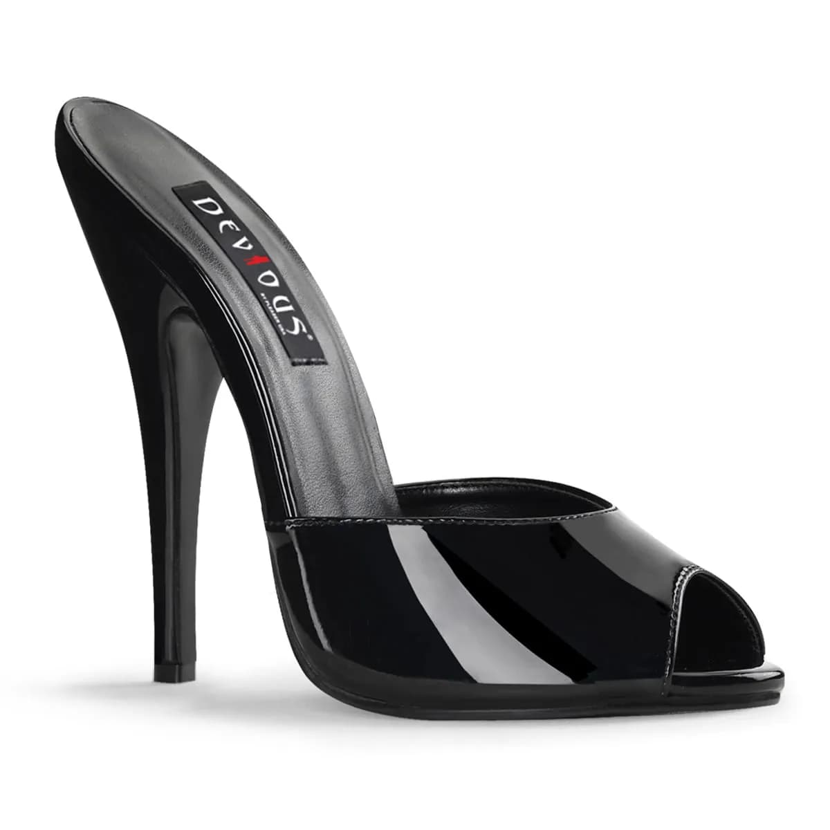 Devious DOMINA-101 Damen Slipper Schwarz Lack EU 42