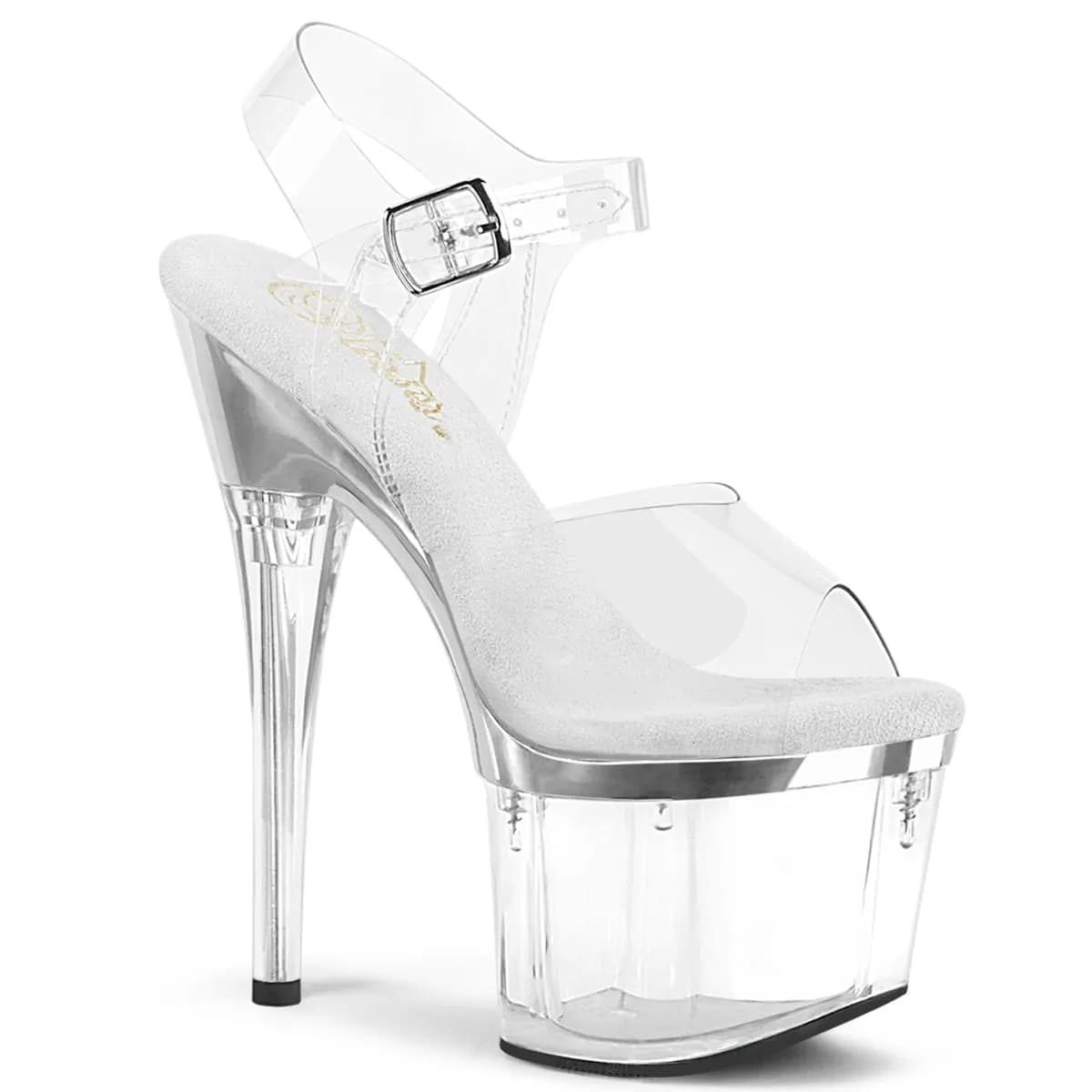 Pleaser ESTEEM-708 Damen Sandale Transparent Silber EU 40