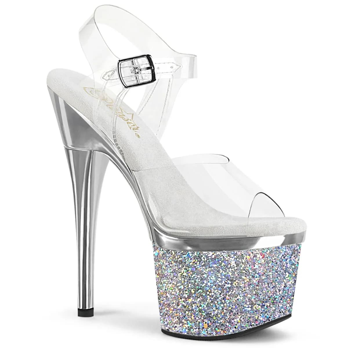 Pleaser ESTEEM-708CHLG Damen Sandale Transparent Silber EU 38