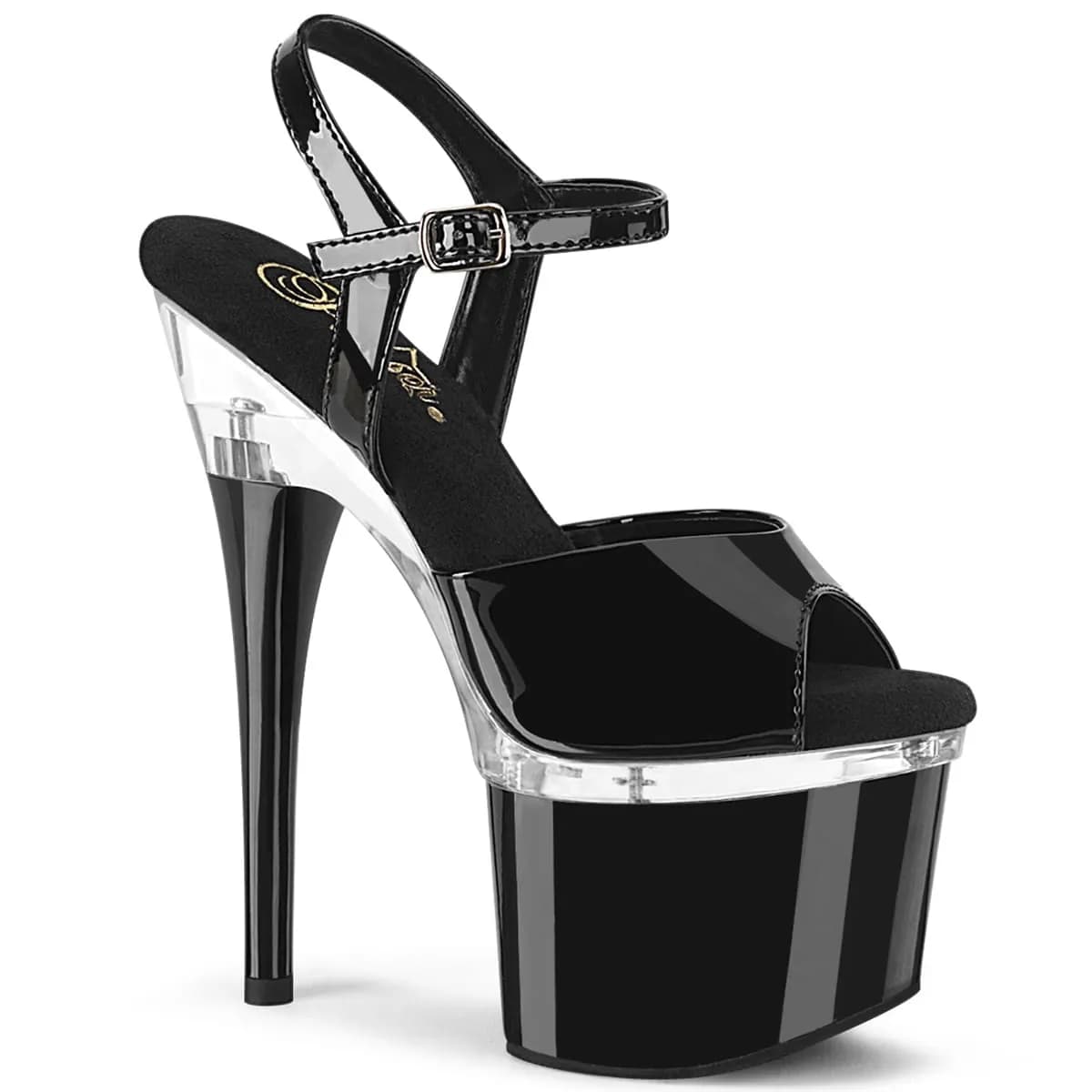 Pleaser ESTEEM-709 Damen Sandale Schwarz Transparent EU 37