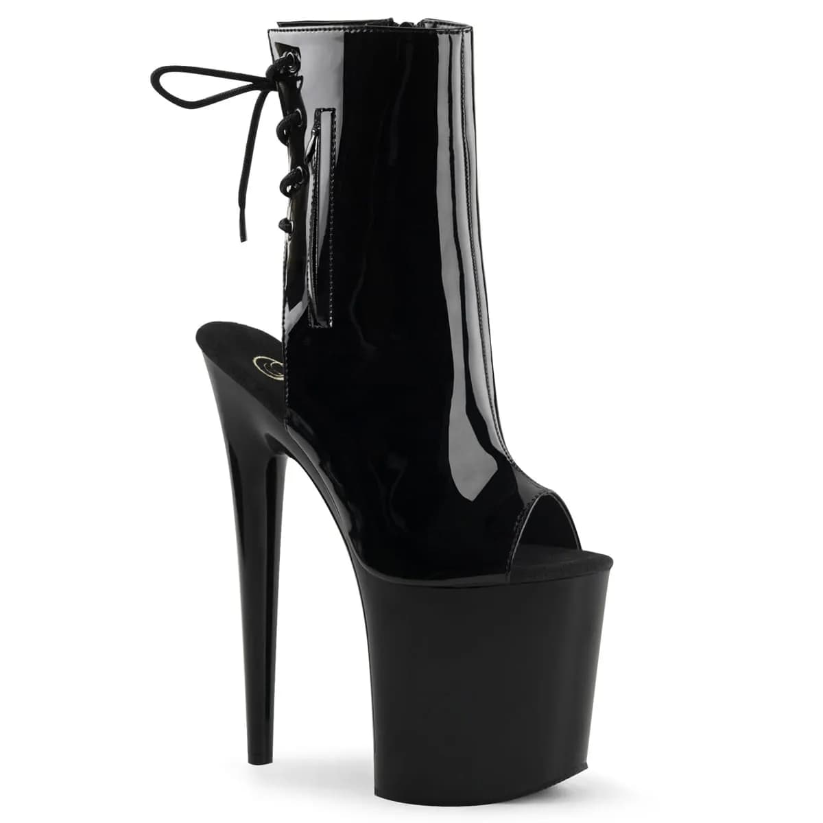 Pleaser FLAMINGO-1018 Damen Stiefelette Schwarz Glanz EU 42