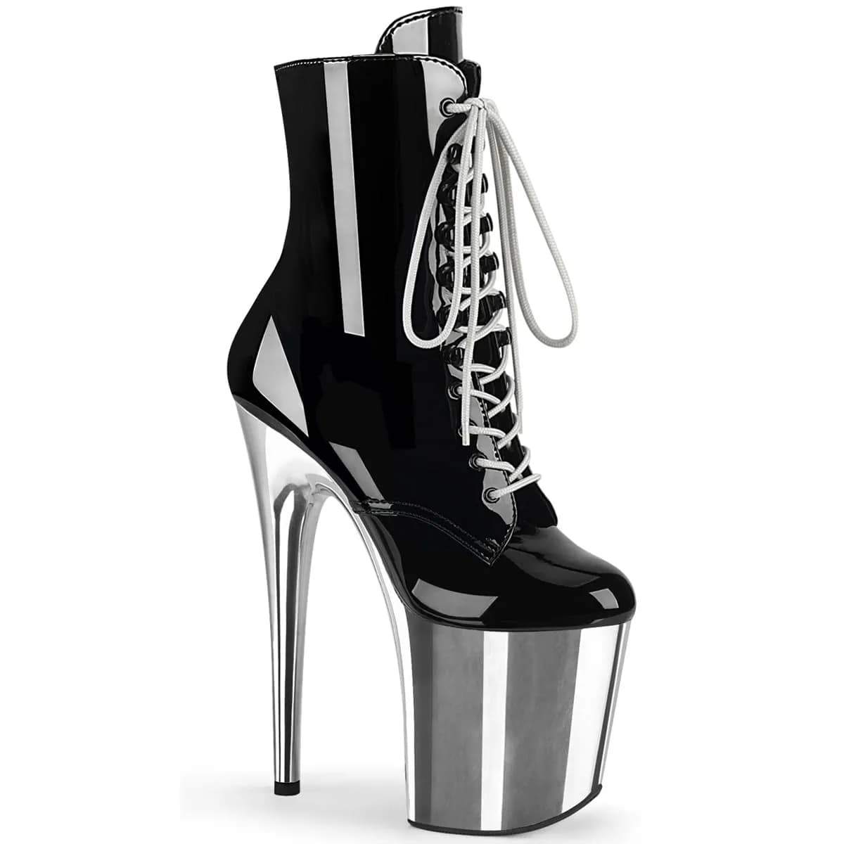 Pleaser FLAMINGO-1020 Damen Stiefelette Schwarz Silber EU 37