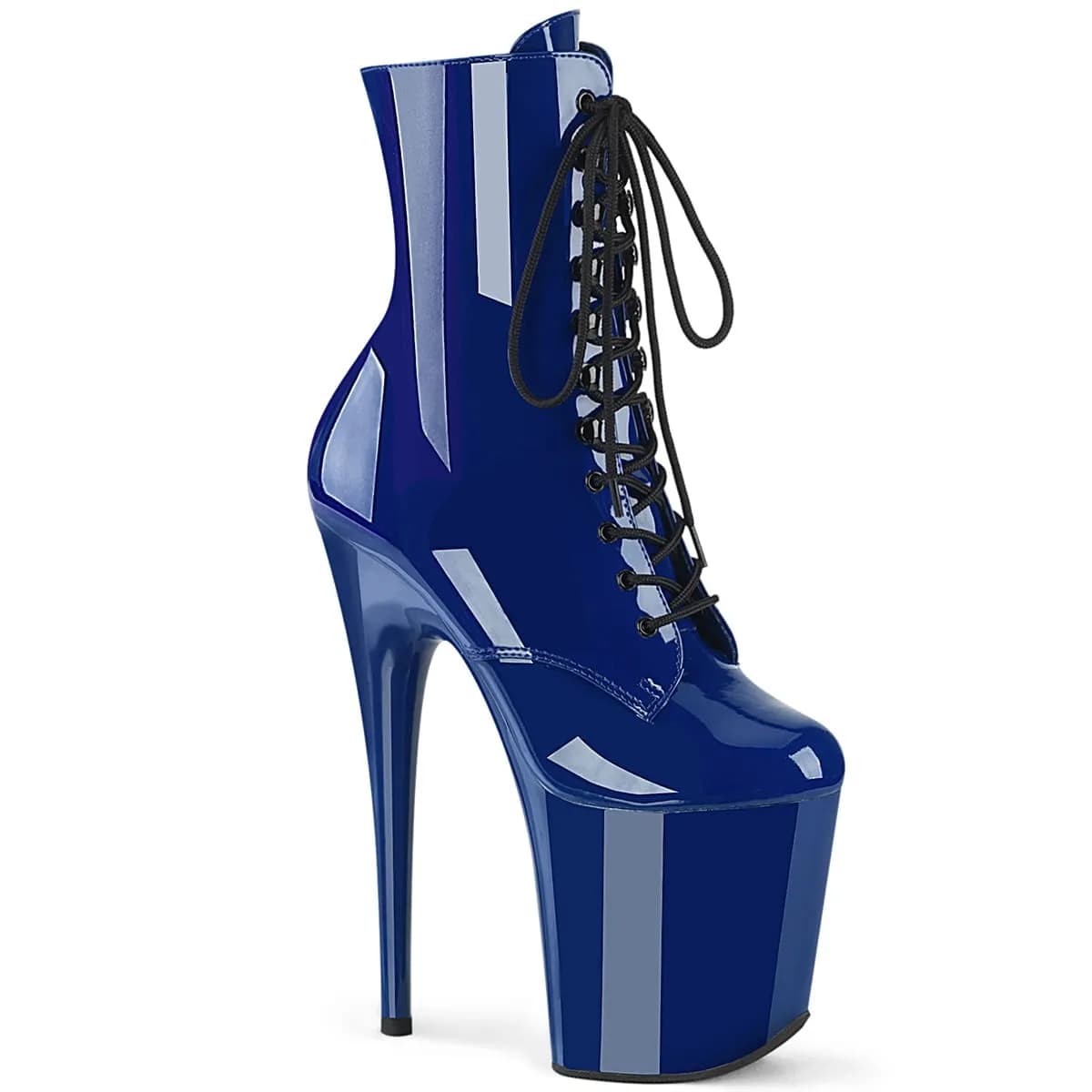 Pleaser FLAMINGO-1020 Damen Stiefelette Blau Lack EU 41