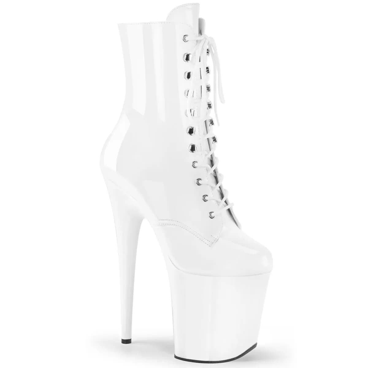 Pleaser FLAMINGO-1020 Damen Stiefelette Weiß Glanz EU 41