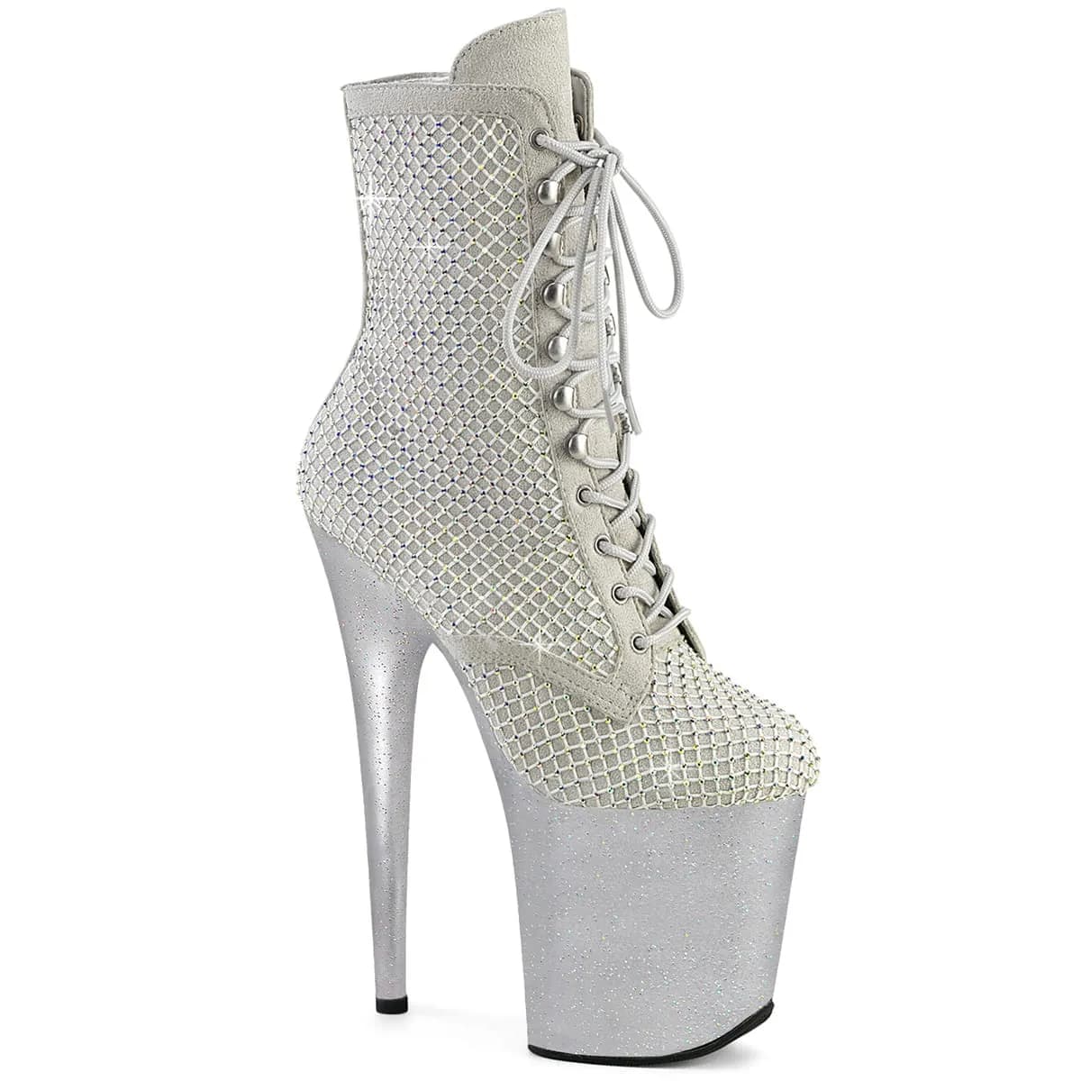 Pleaser FLAMINGO-1020RM Damen Stiefelette Silber  EU 35