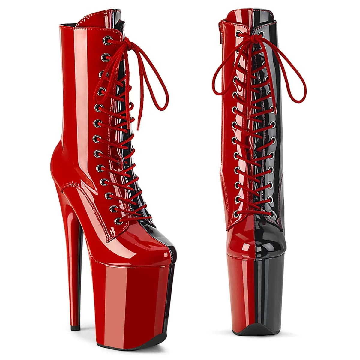 Pleaser FLAMINGO-1040TT Damen Stiefelette Rot Schwarz EU 41