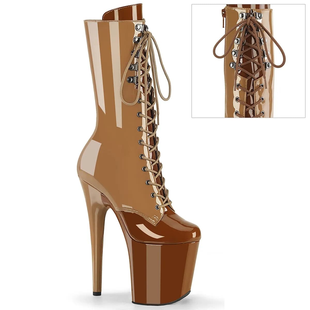 Pleaser FLAMINGO-1054DC Damen Stiefel Braun Beige EU 40