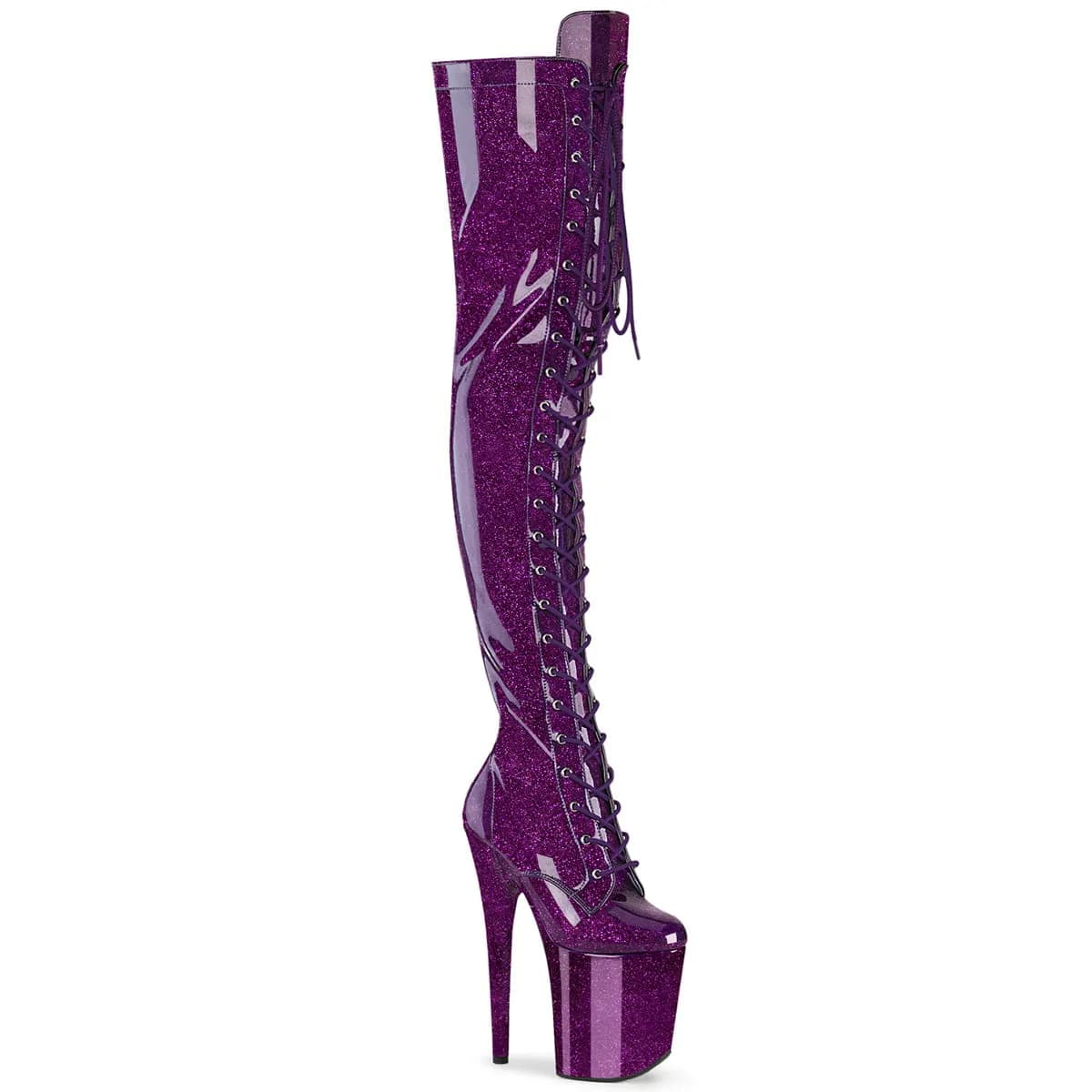 Pleaser FLAMINGO-3020GP Damen Stiefel Lila Lack EU 35