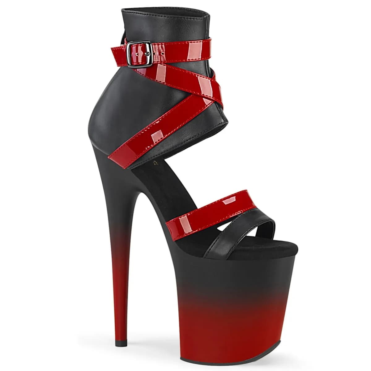 Pleaser FLAMINGO-800-15 Damen Sandale Schwarz Rot EU 37
