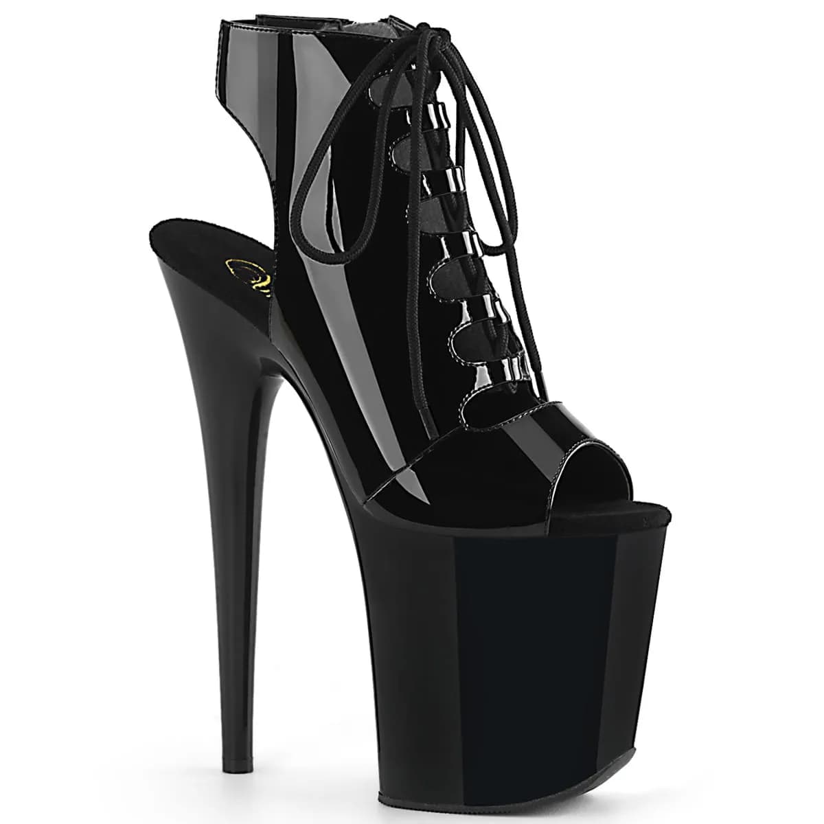 Pleaser FLAMINGO-800-20 Damen Stiefelette Schwarz Glanz EU 37
