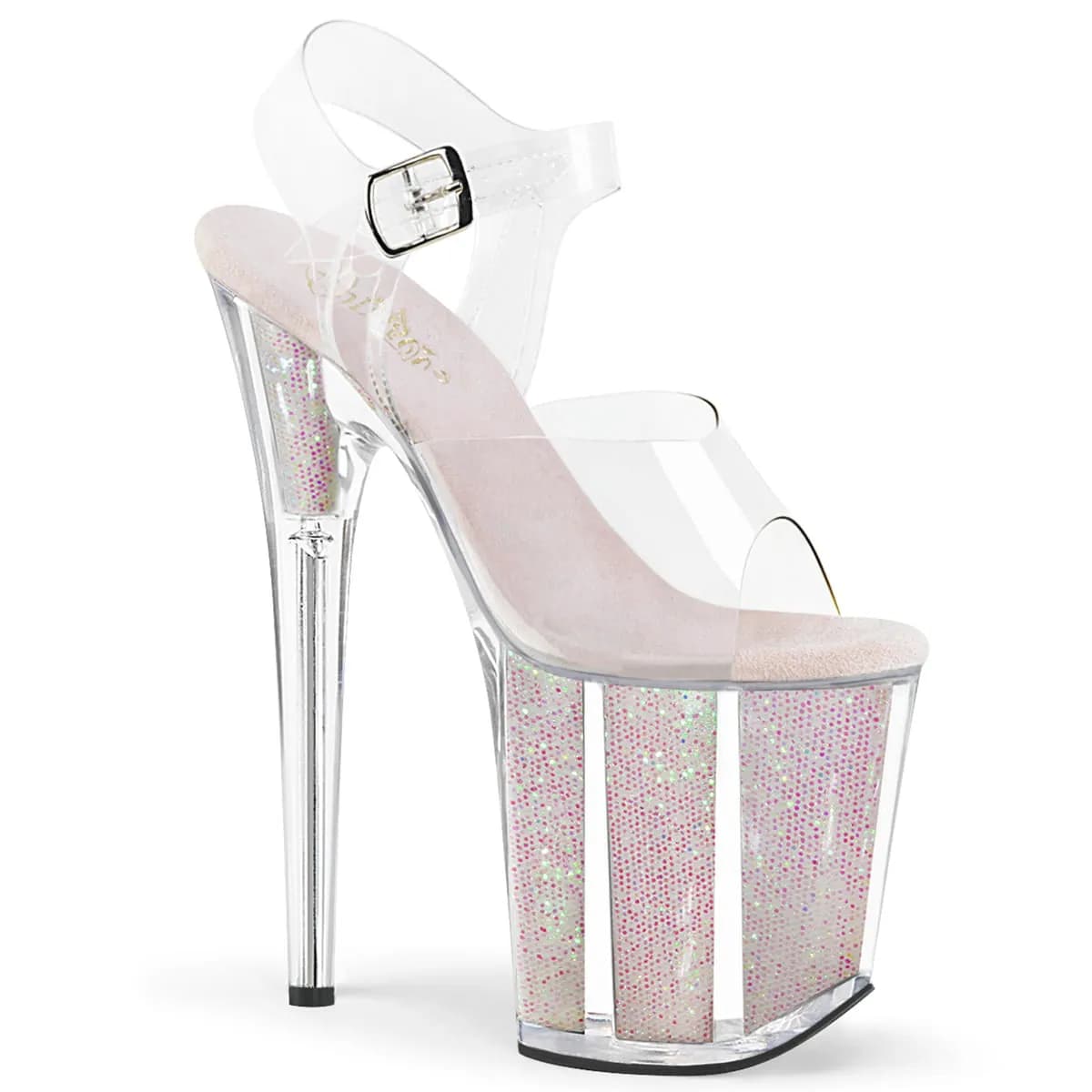 Pleaser FLAMINGO-808G Damen Sandale Transparent Weiß EU 35