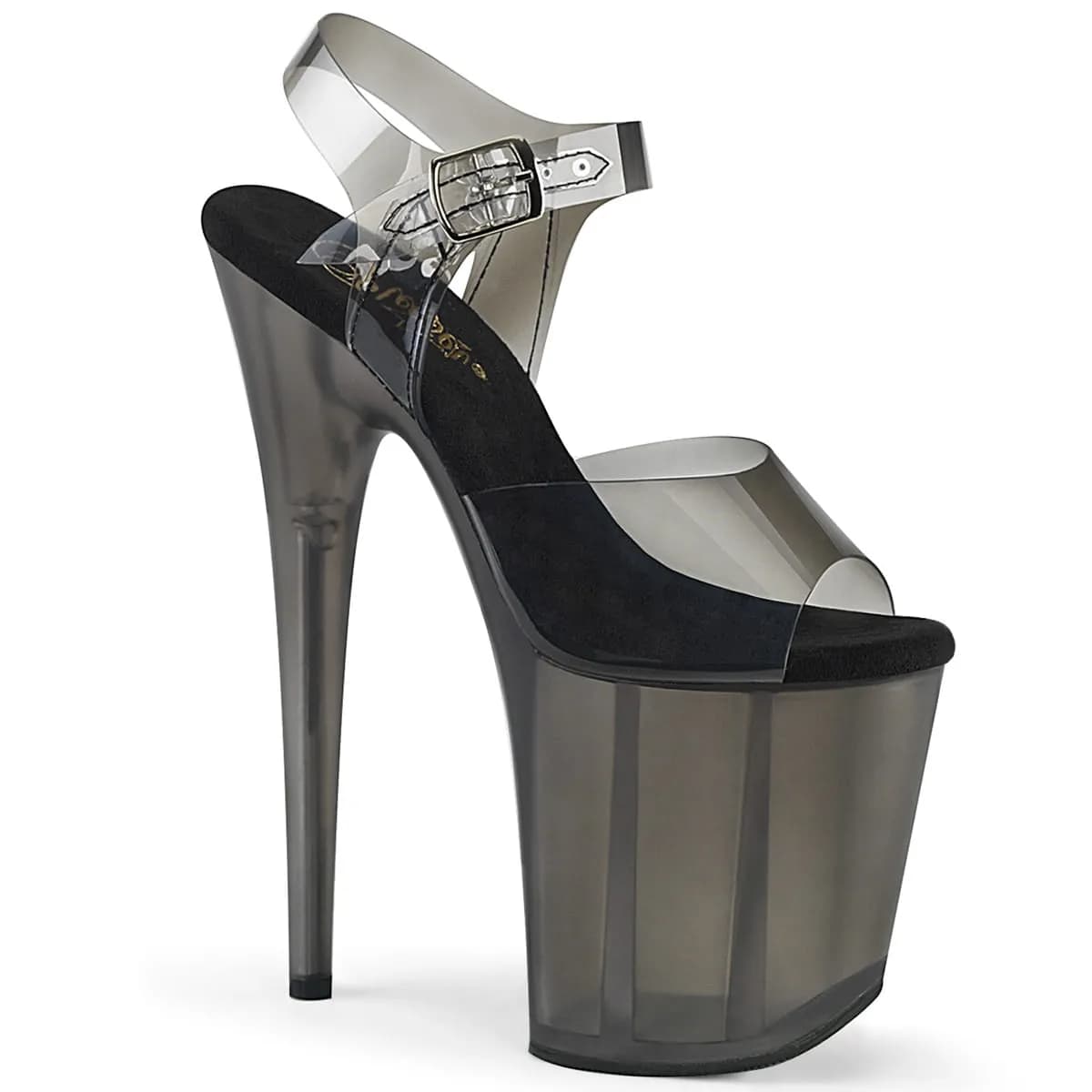 Pleaser FLAMINGO-808N-T Damen Sandale Schwarz Transparent EU 38