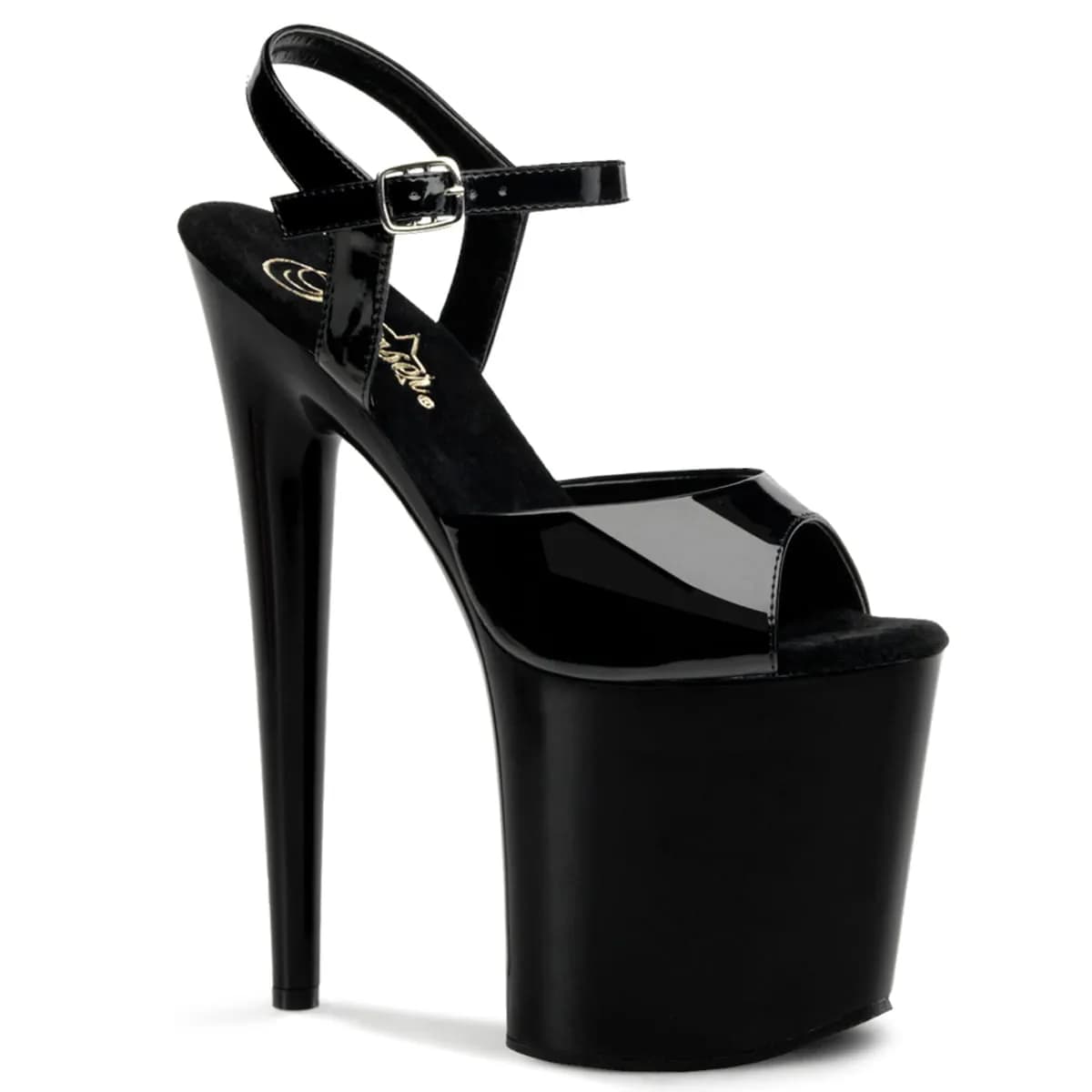 Pleaser FLAMINGO-809 Damen Sandale Schwarz Glanz EU 37