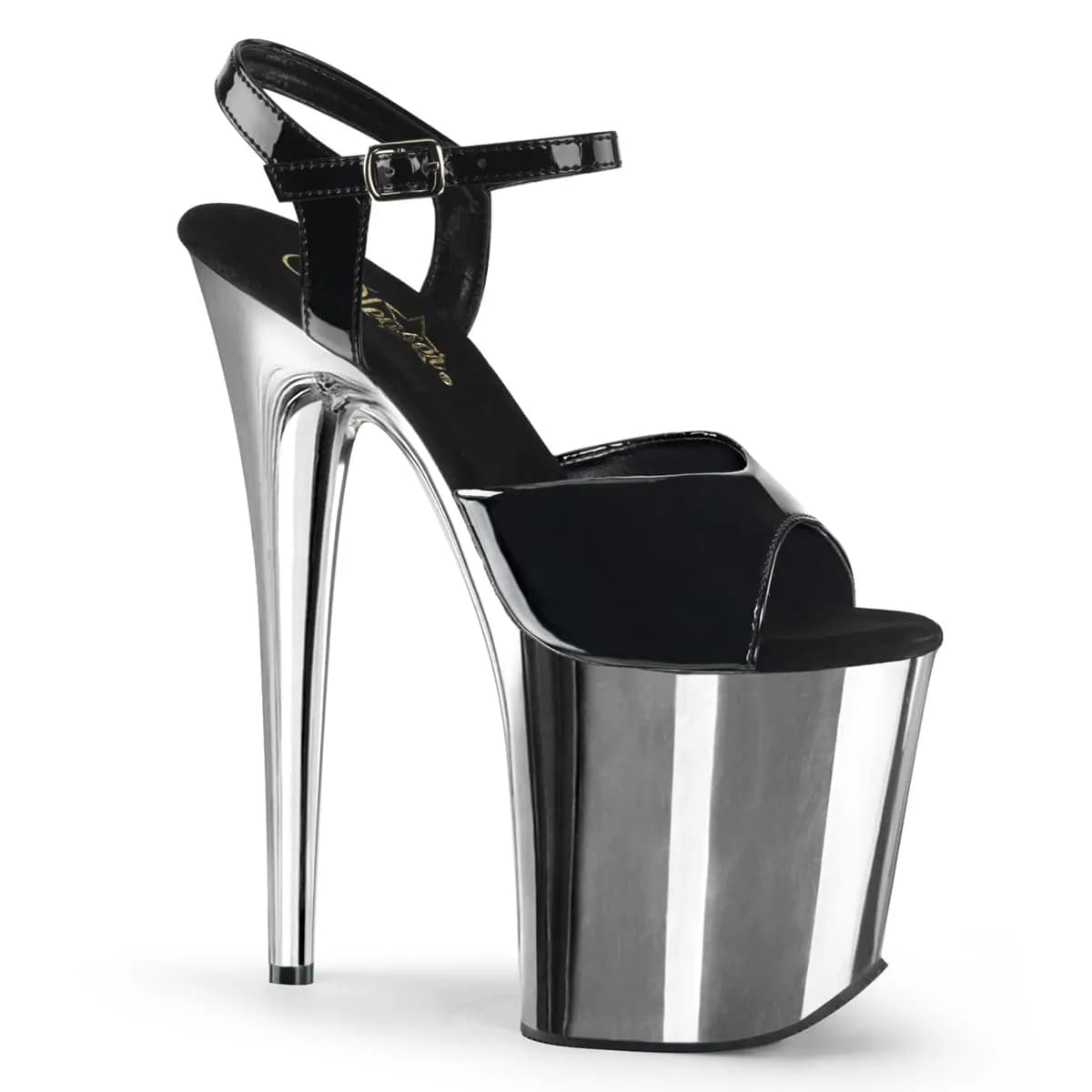 Pleaser FLAMINGO-809 Damen Sandale Schwarz Silber EU 42