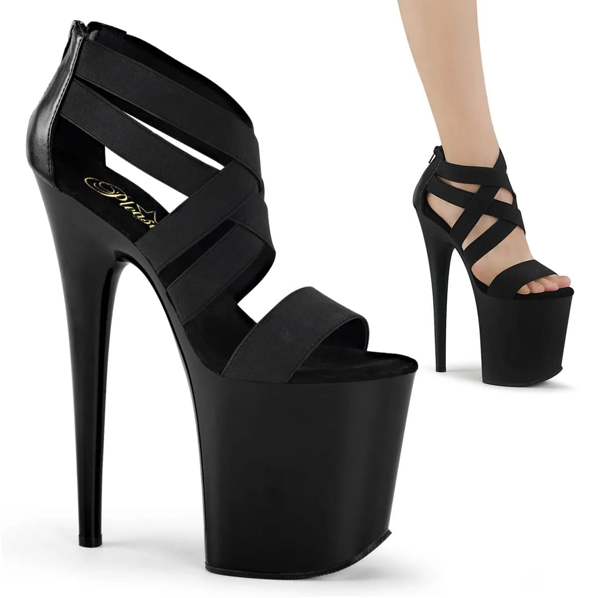 Pleaser FLAMINGO-869 Damen Sandale Schwarz  EU 37