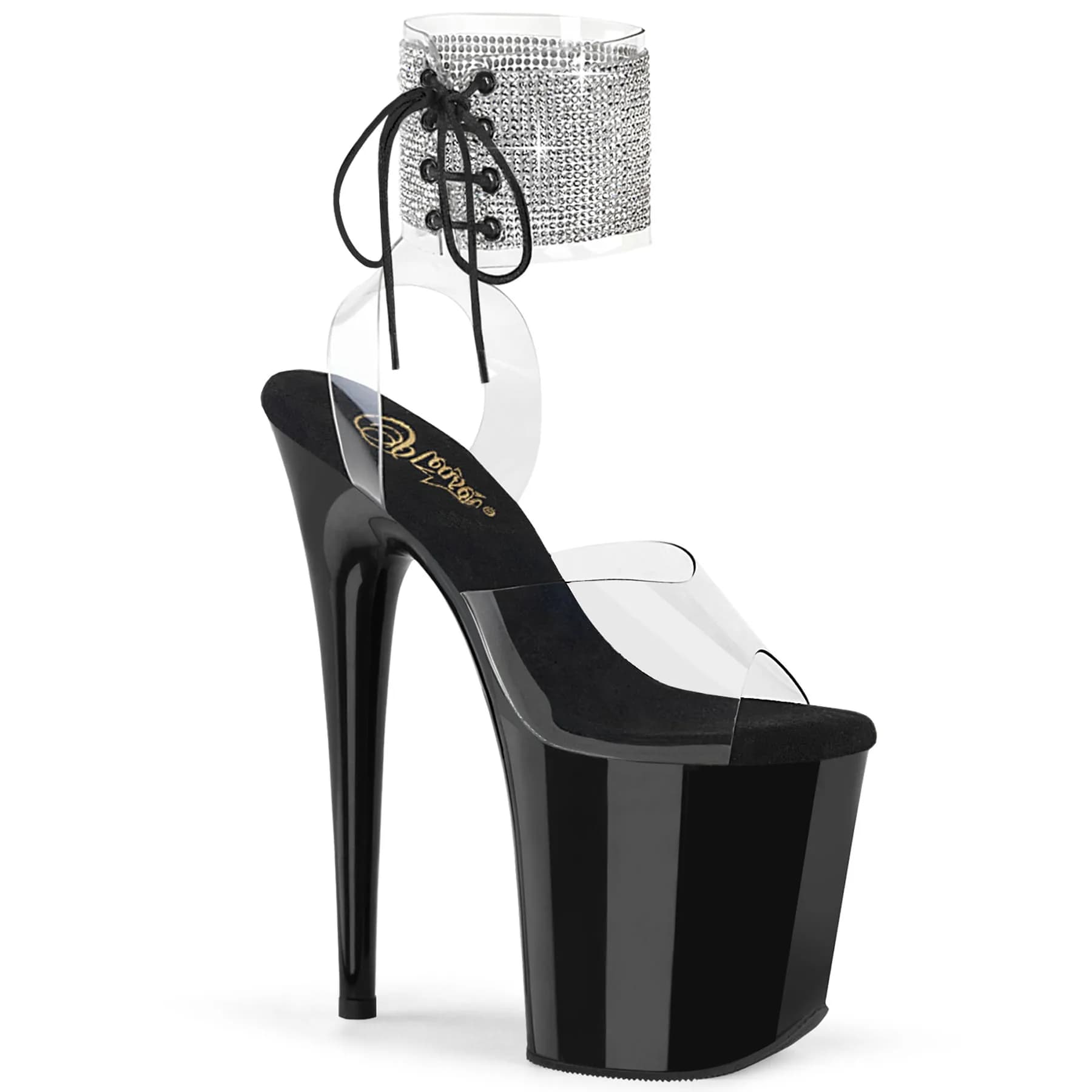 Pleaser FLAMINGO-891-2RS Damen Sandale Transparent Schwarz EU 40