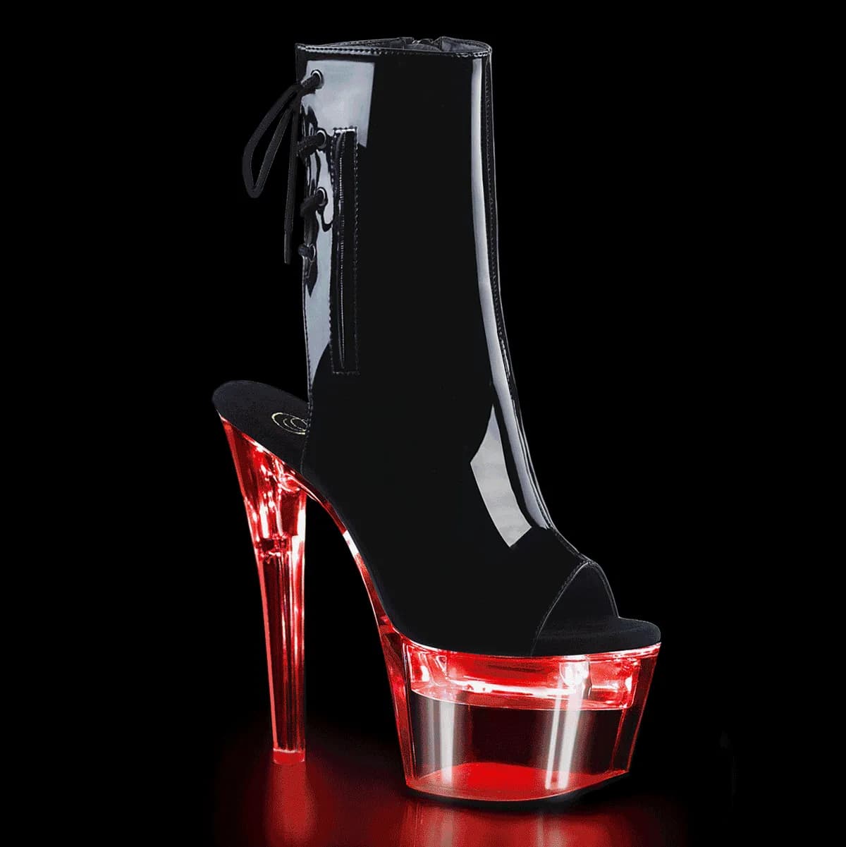 Pleaser FLASHDANCE-1018-7 Damen Stiefelette Schwarz Glanz EU 40