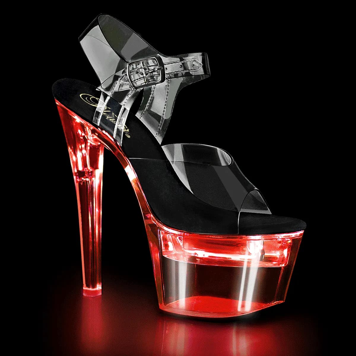 Pleaser FLASHDANCE-708 Damen Sandale Transparent Schwarz EU 38