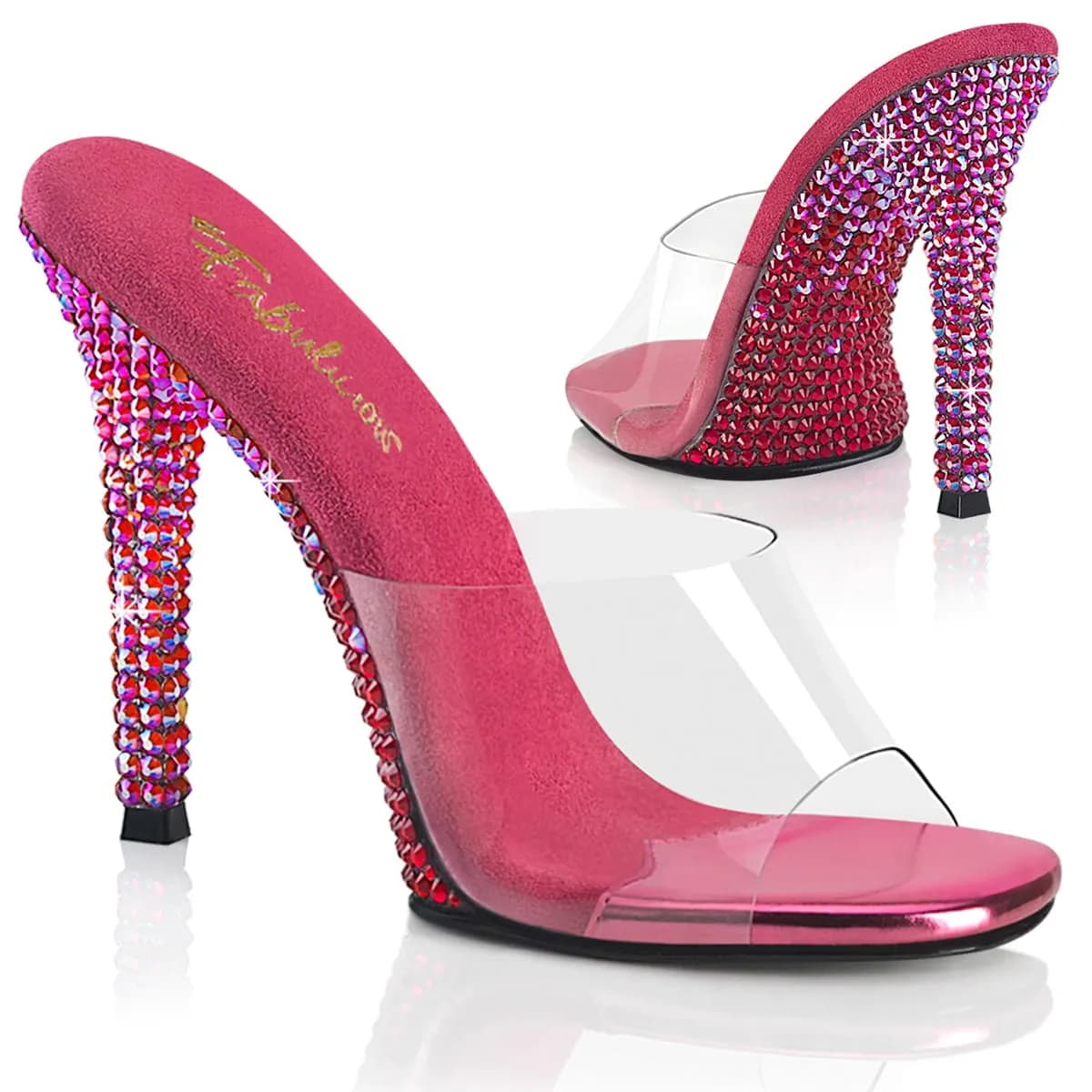 Fabulicious GALA-01DMM Damen Slipper Transparent Pink EU 39