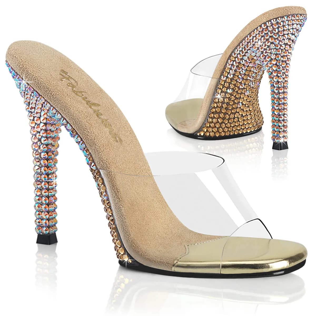 Fabulicious GALA-01DMM Damen Slipper Transparent Gold EU 36