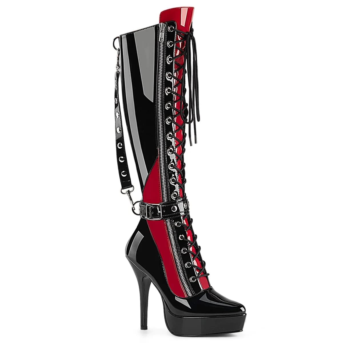 Devious INDULGE-2028 Damen Stiefel Schwarz Rot EU 36