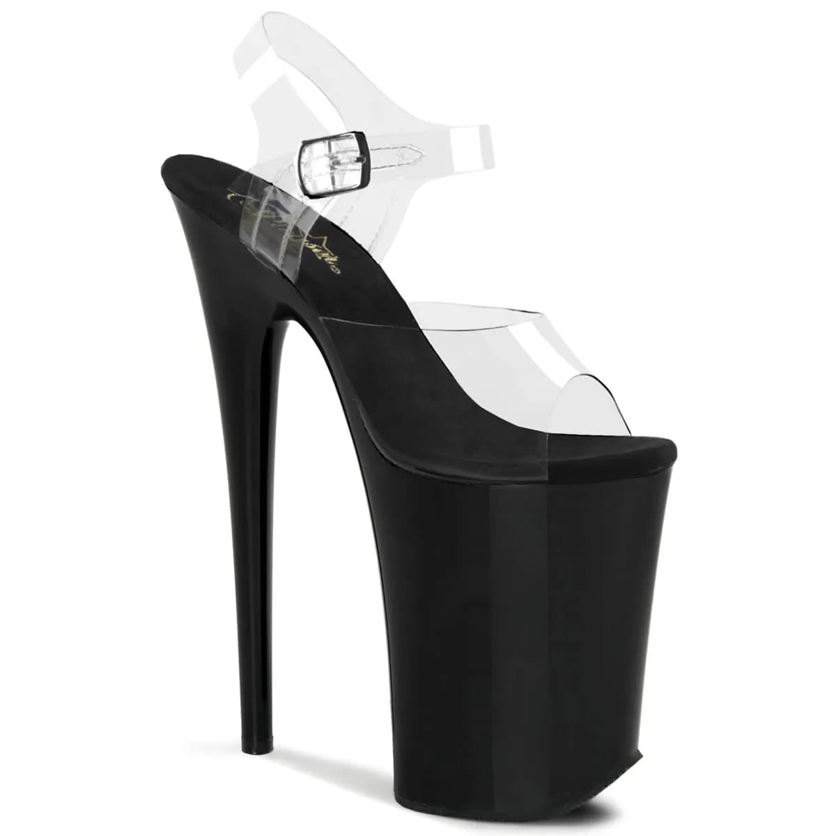 Pleaser INFINITY-908 Damen Sandale Transparent Schwarz EU 39