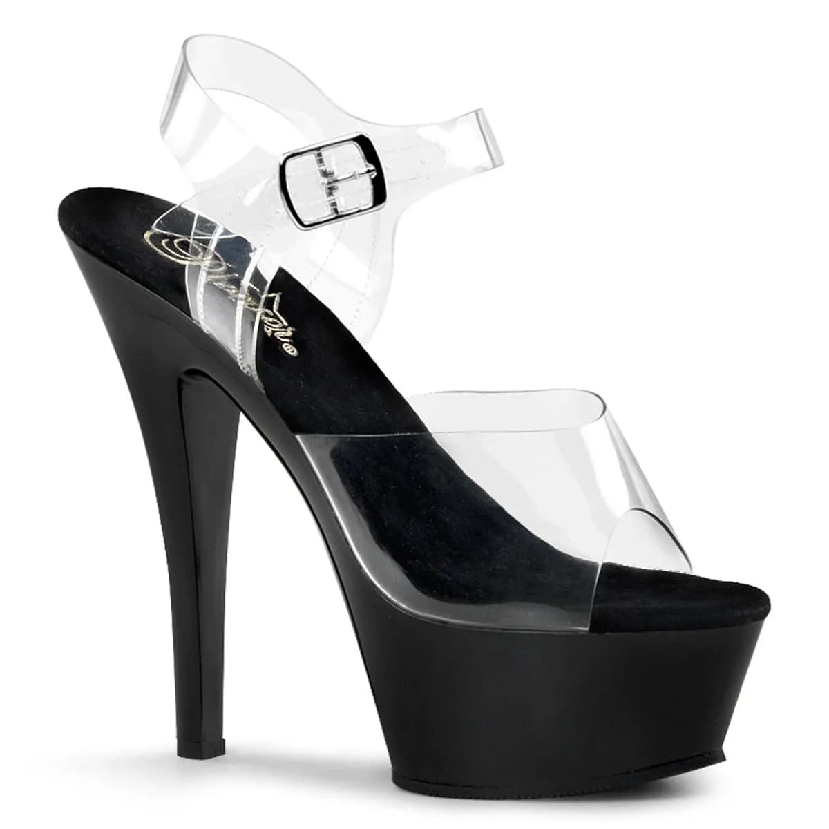 Pleaser KISS-208 Damen Sandale Transparent Schwarz EU 44