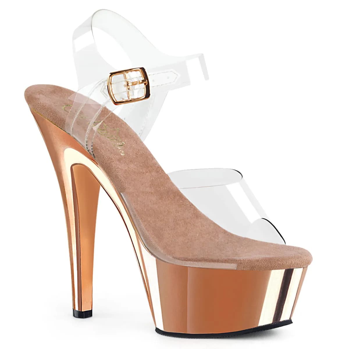 Pleaser KISS-208 Damen Sandale Transparent Roségold EU 37