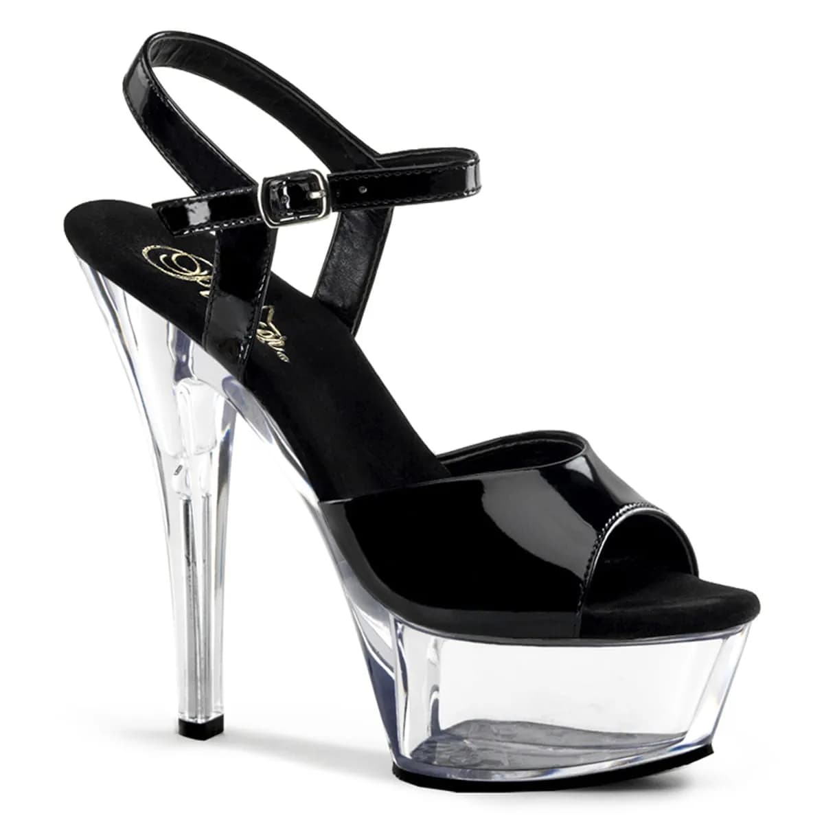 Pleaser KISS-209 Damen Sandale Schwarz Transparent EU 35