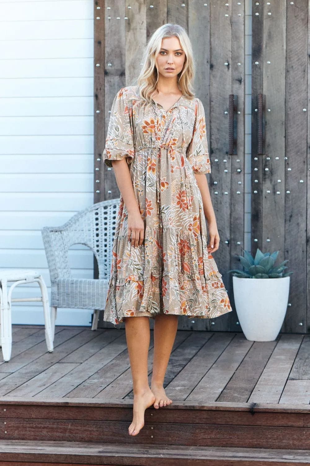 JAASE Fallon Olly Midikleid Orange – Trendiges Kleid für Damen