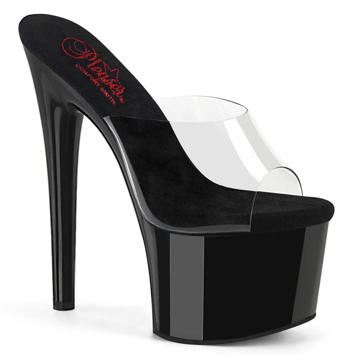 Pleaser PASSION-701 Damen Slipper Transparent Schwarz EU 35