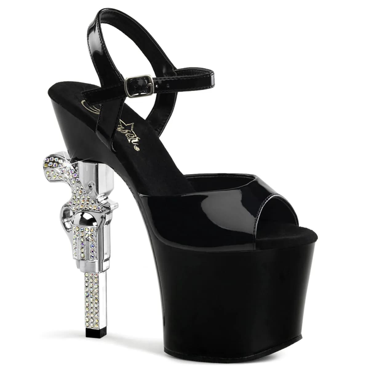 Pleaser REVOLVER-709 Damen Sandale Schwarz  EU 36