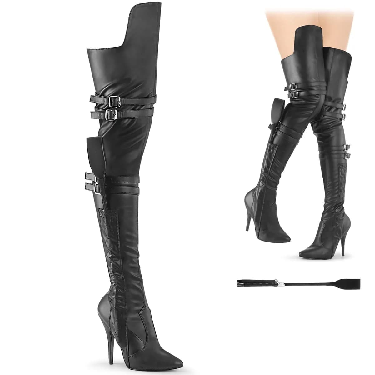 Pleaser SEDUCE-3080 Damen Stiefel Schwarz Matt EU 43