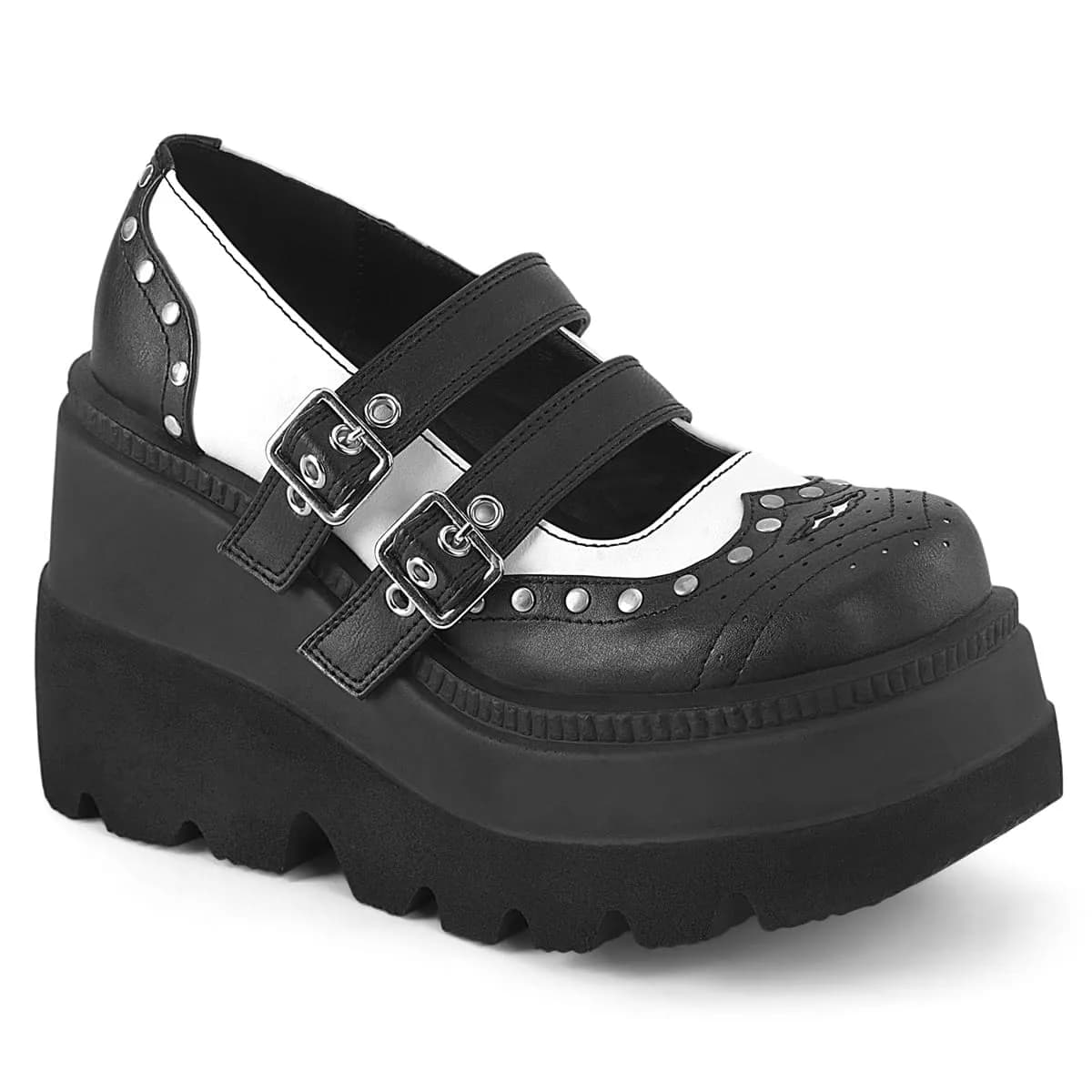 DemoniaCult SHAKER-27 Damen Sandale Schwarz Weiß EU 38