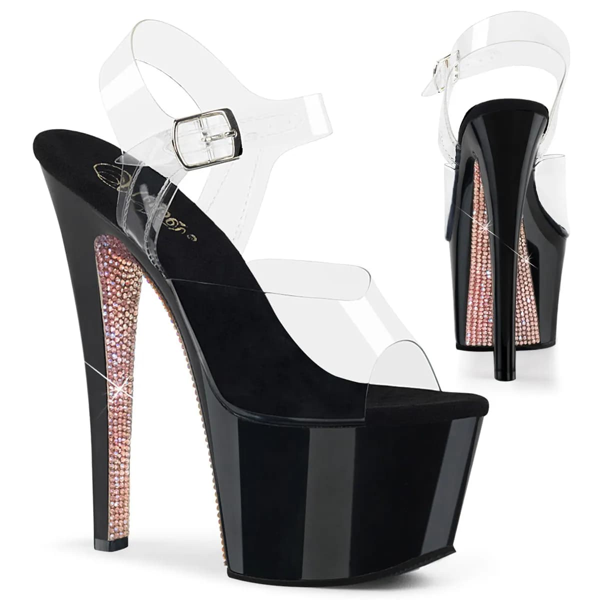 Pleaser SKY-308CRS Damen Sandale Transparent Beige EU 41
