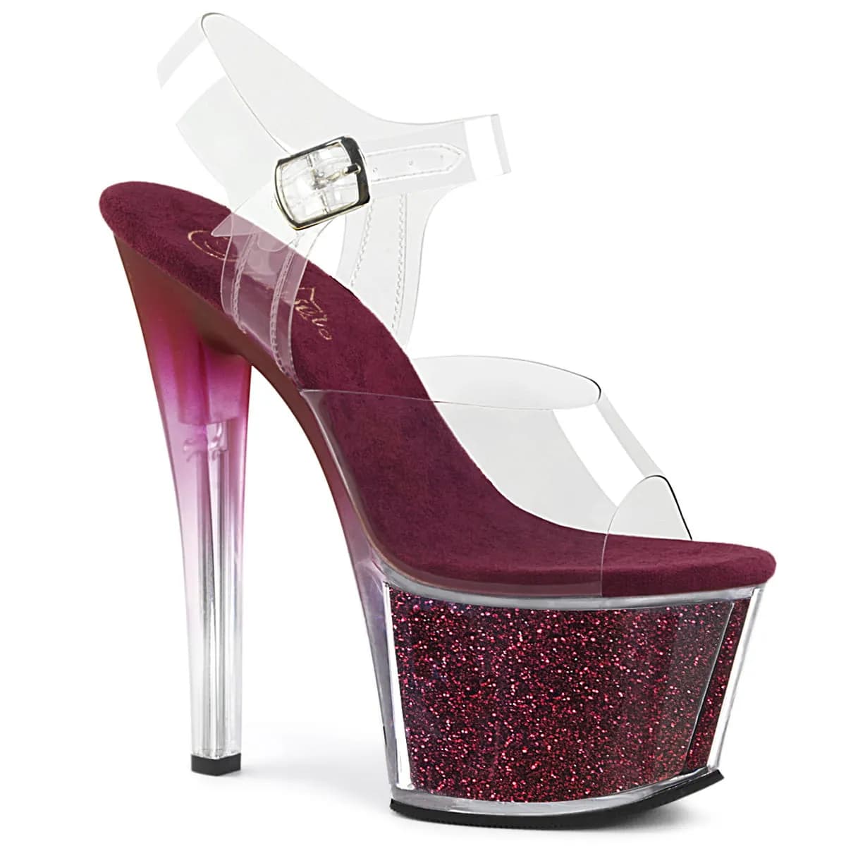 Pleaser SKY-308G-T Damen Sandale Transparent Violett EU 37