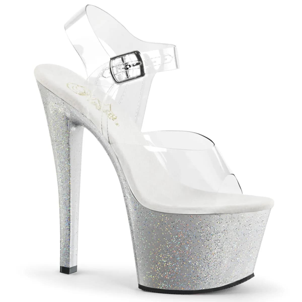 Pleaser SKY-308MG Damen Sandale Transparent Silber EU 37