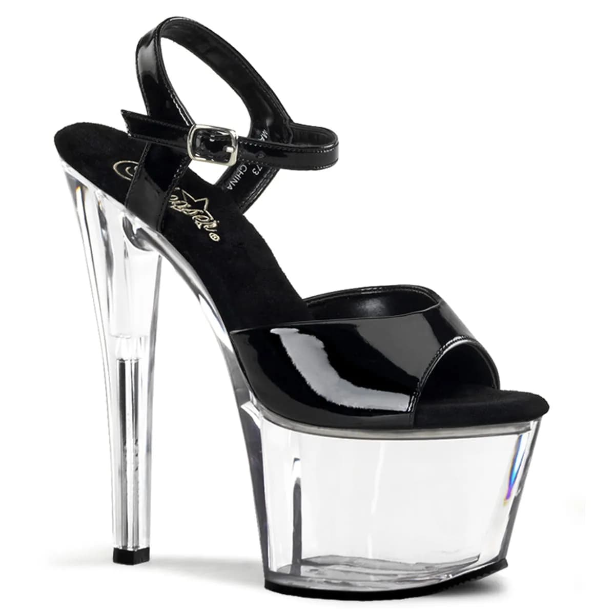 Pleaser SKY-309 Damen Sandale Schwarz Transparent EU 40