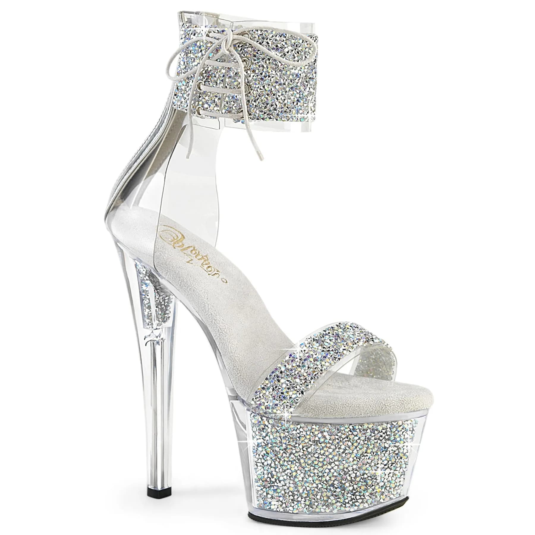 Pleaser SKY-327RSI Damen Sandale Silber Mehrfarbig EU 40